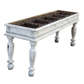 Indian Old Door Hall Table Rustic White And Brown